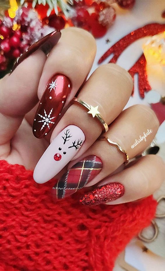 Festive Red Nail Art
