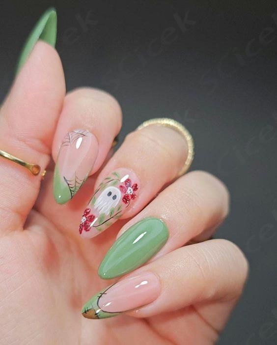 Floral Halloween Nails