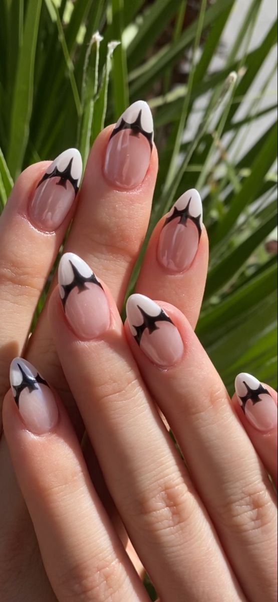 French Nails Bat French Tips Halloween