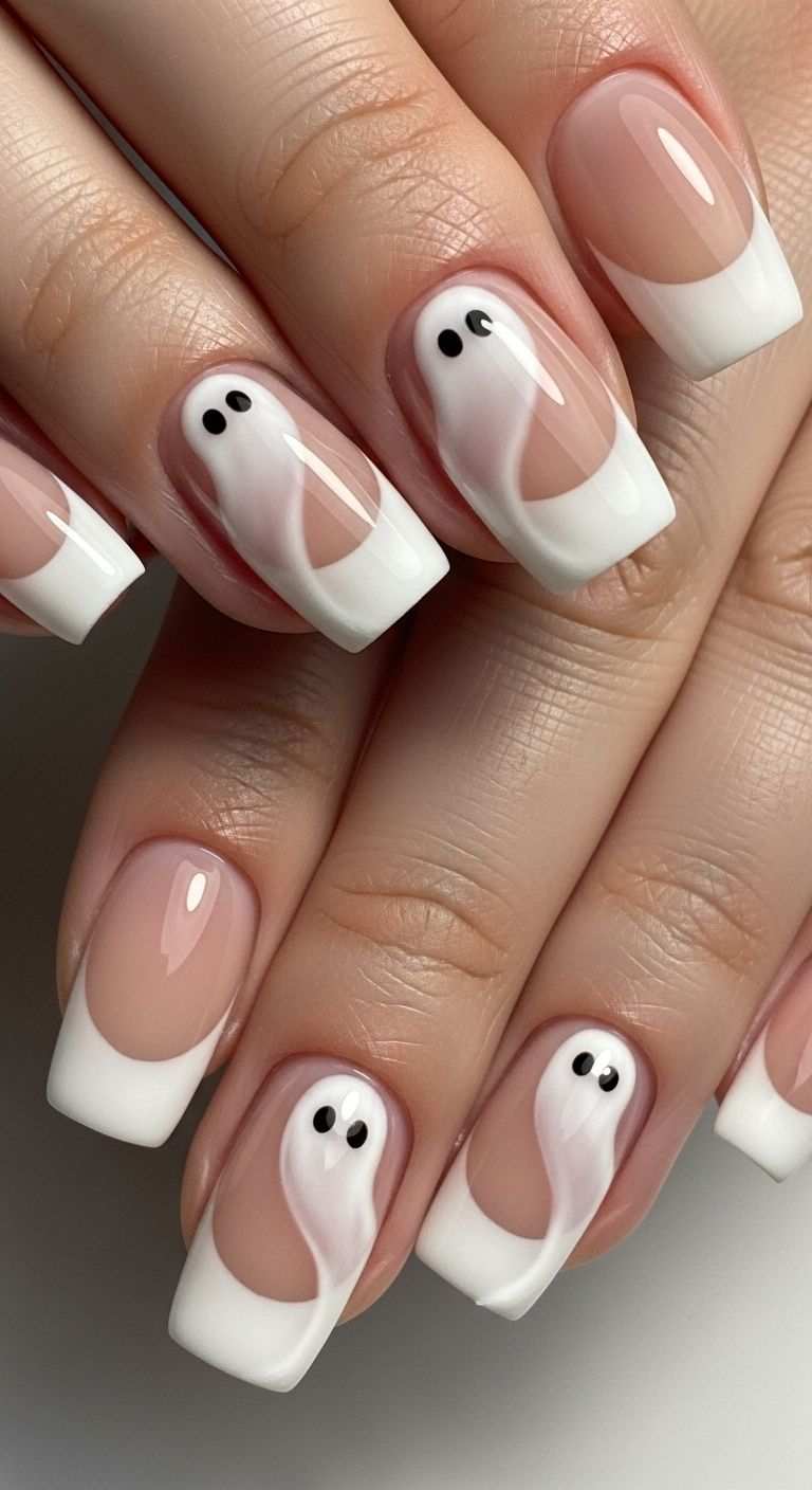 French Nails Ghostly Twist Spooky Manicure