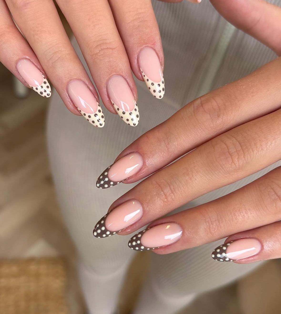 French Tip Nails With Dotted Edges