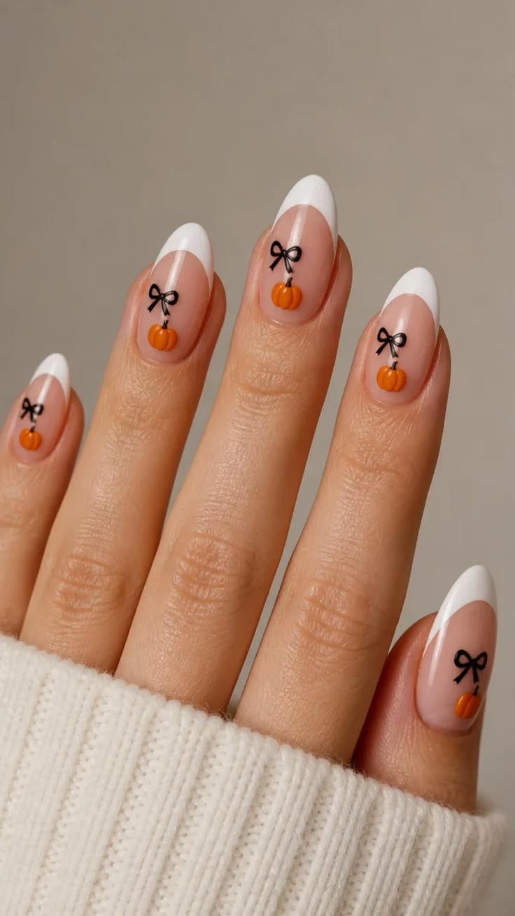 French Tip Pumpkin Nails