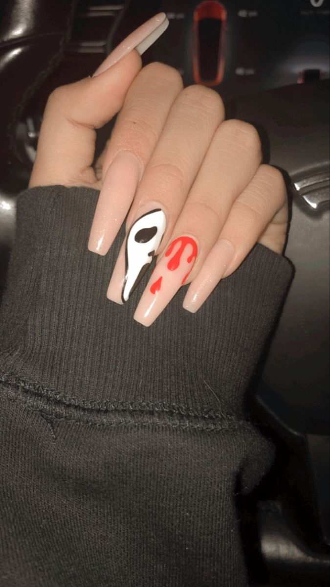 Ghostface Horror Scream Halloween Coffin Nails