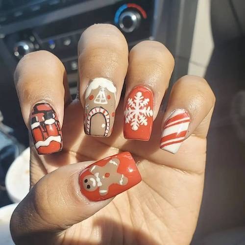 Gingerbread Man Cute Nails