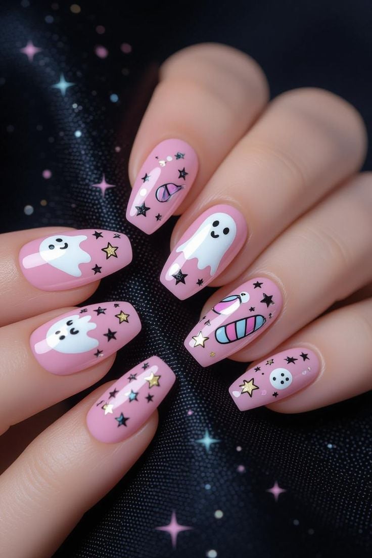 Girly Ghost Nails