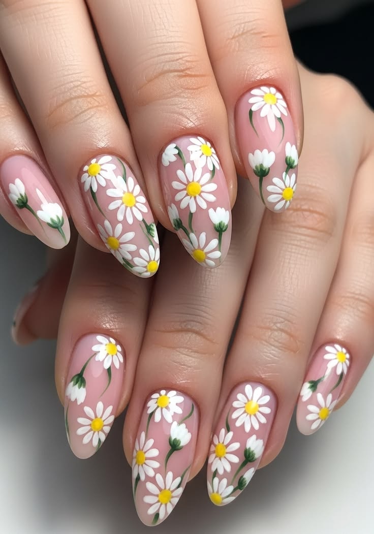 Glitter Floral Nails