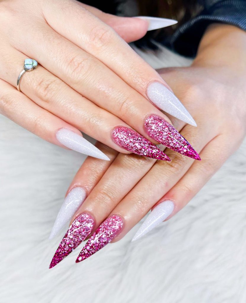 Glitter Frost Ombre Pink Nails