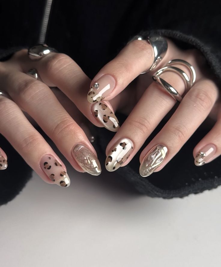 Glossy And Cozy Leopard Nails
