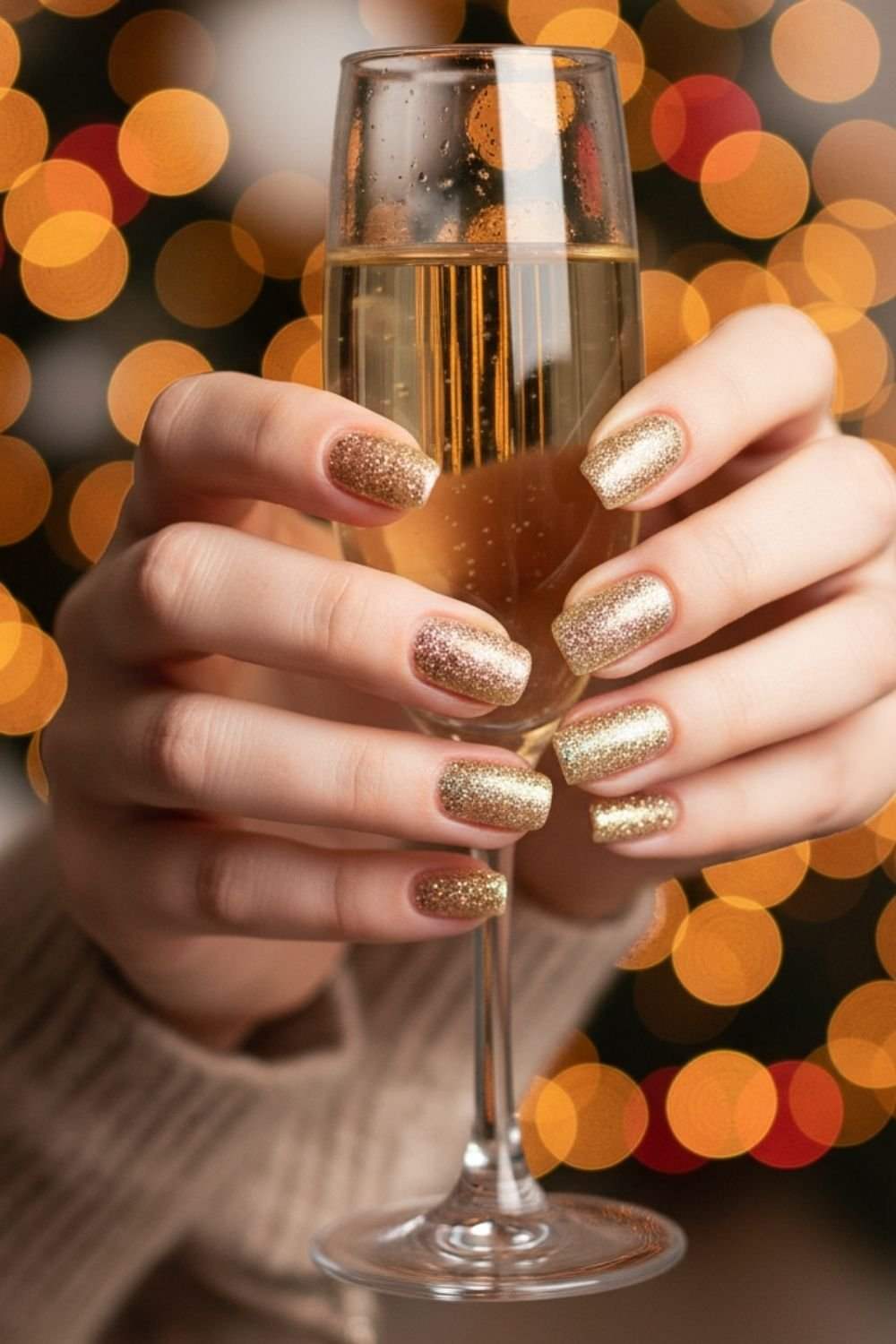 Gold Glitter Easy Nails