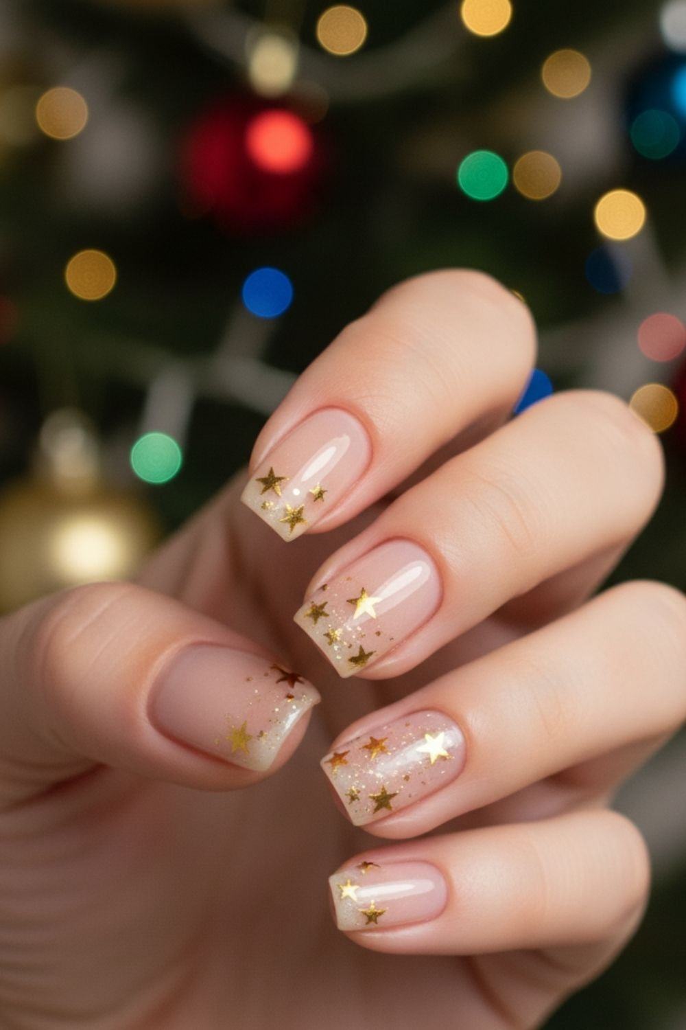 Gold Star Accent Easy Nails
