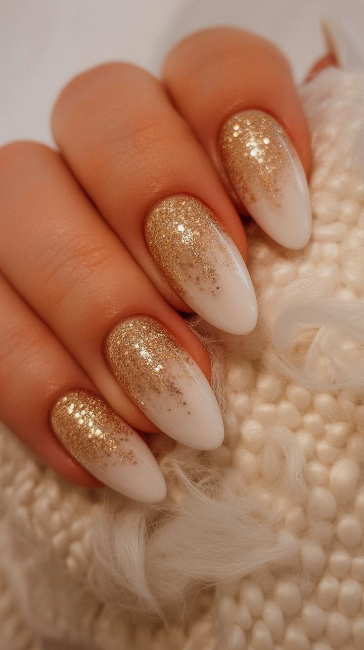 Golden Holiday Glam Nails