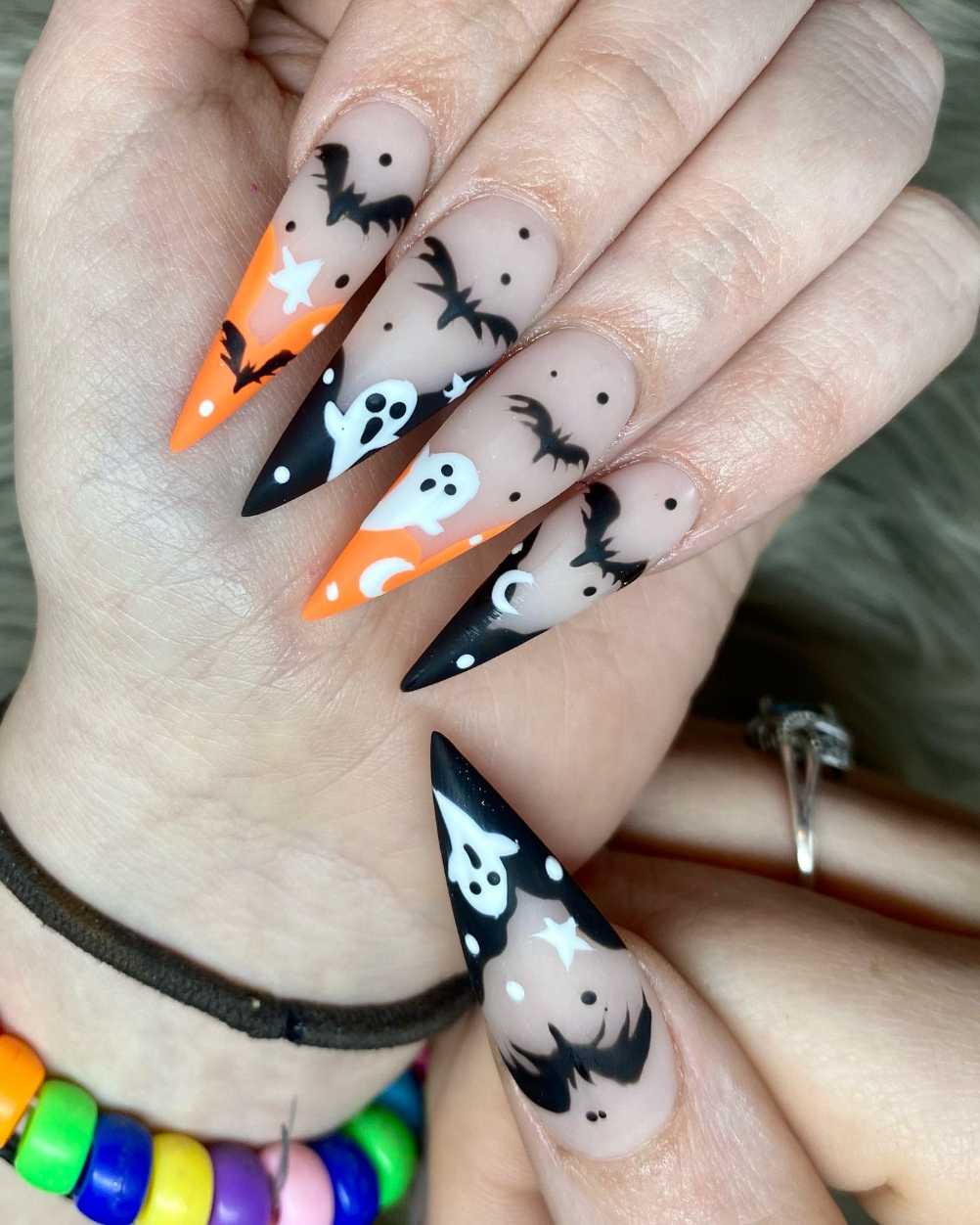 Halloween Nails Long Stiletto Dark Magic Halloween
