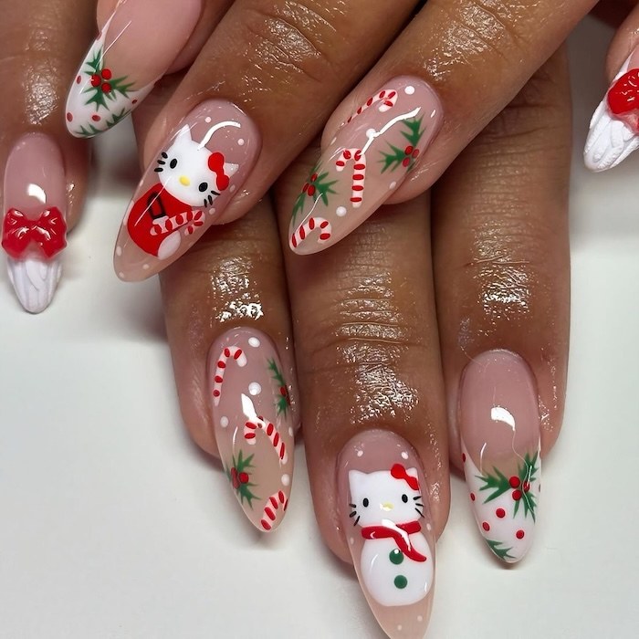 Hello Kitty Christmas Cute Nails