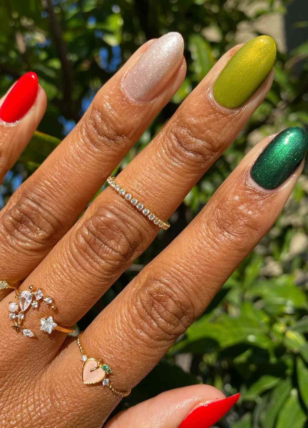 Holiday Skittle Glitter Holiday Nails