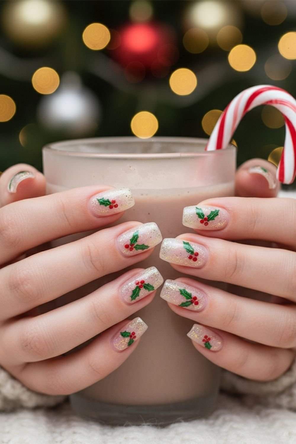 Holly Berry Easy Nails