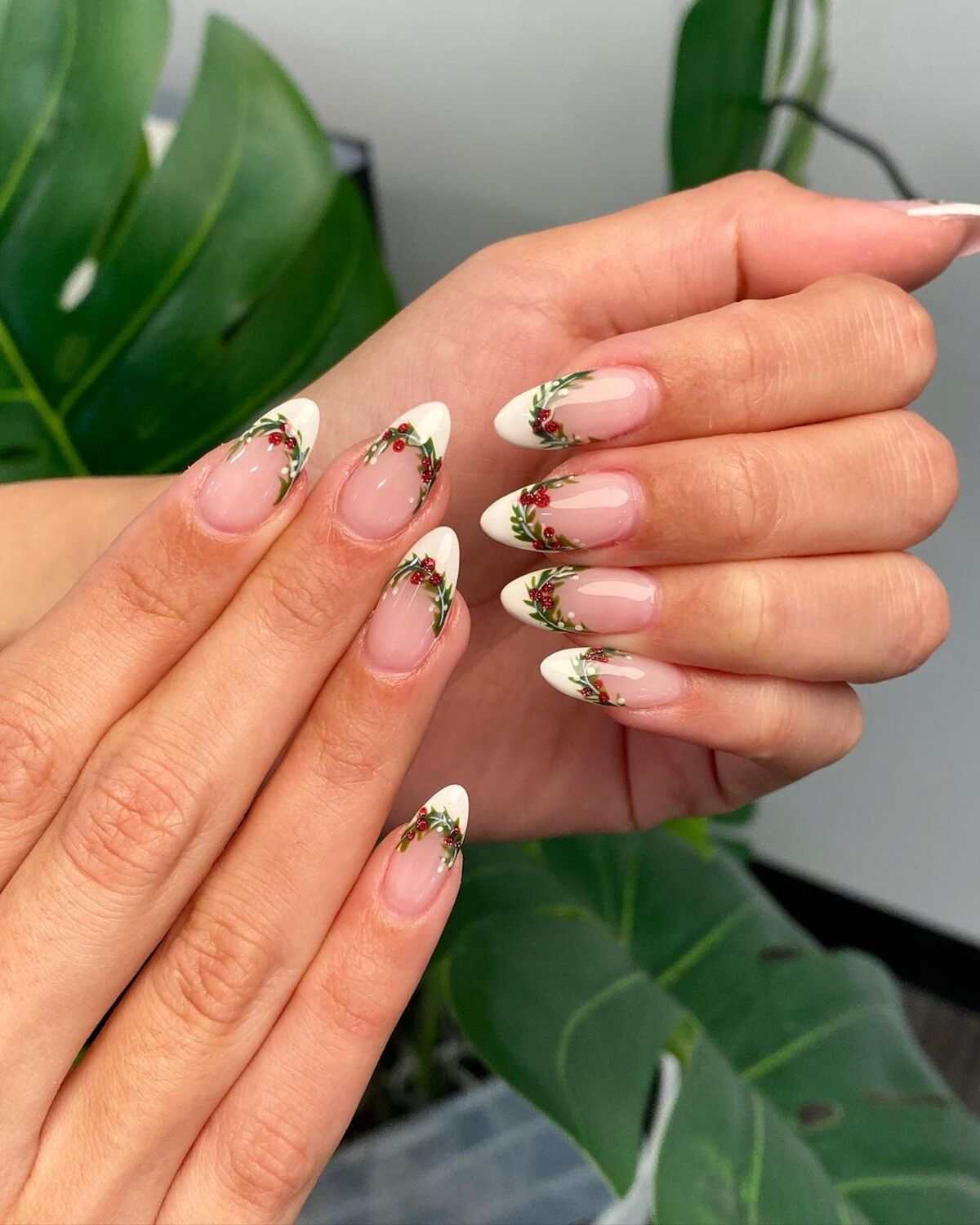 Holly French Tip Almond Nails