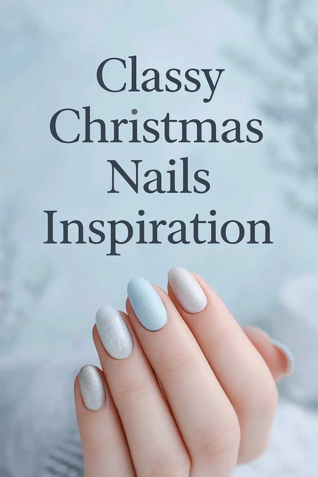 Icy Blue Silver Winter Elegant Nails