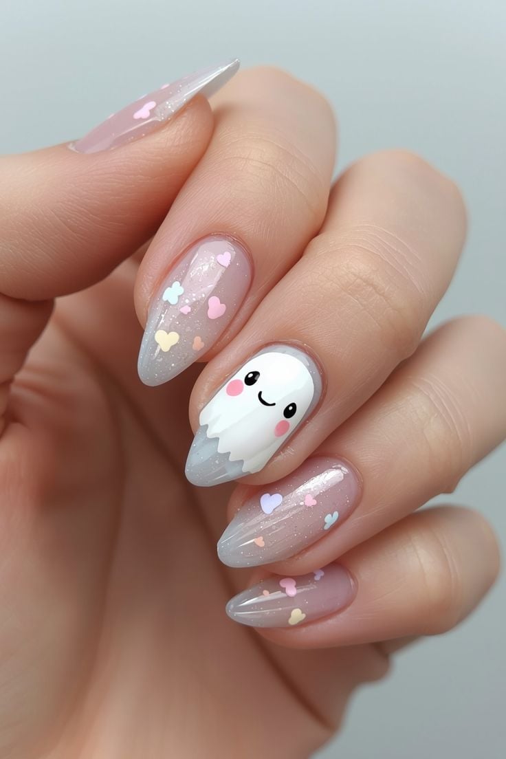 Kawaii Ghost Nails