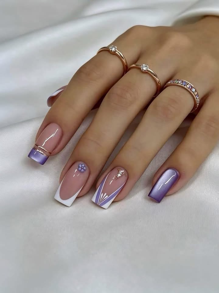 Lavender French Tip Nails