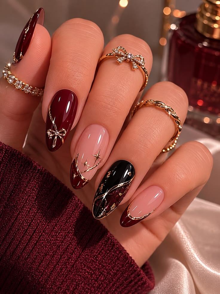 Luxury Burgundy Nails