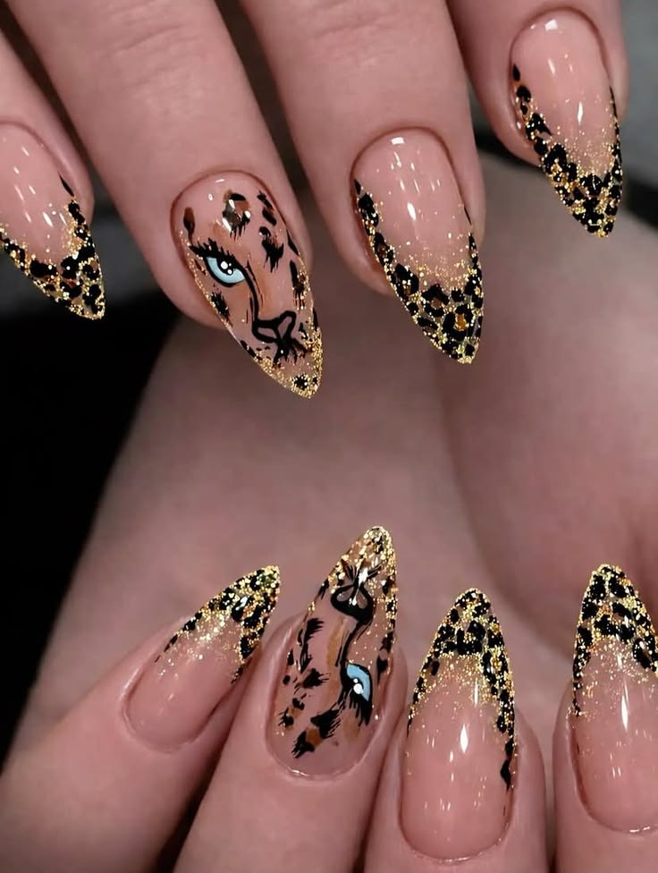 Luxury Leopard French Tip Nails