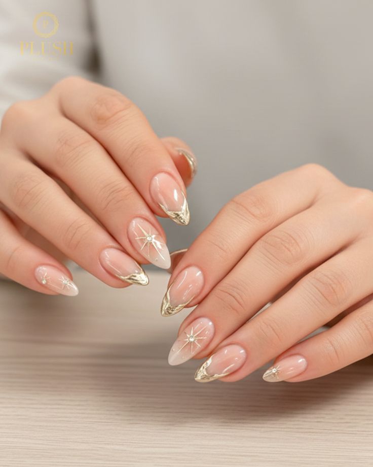 Luxury Nude Almond Nails