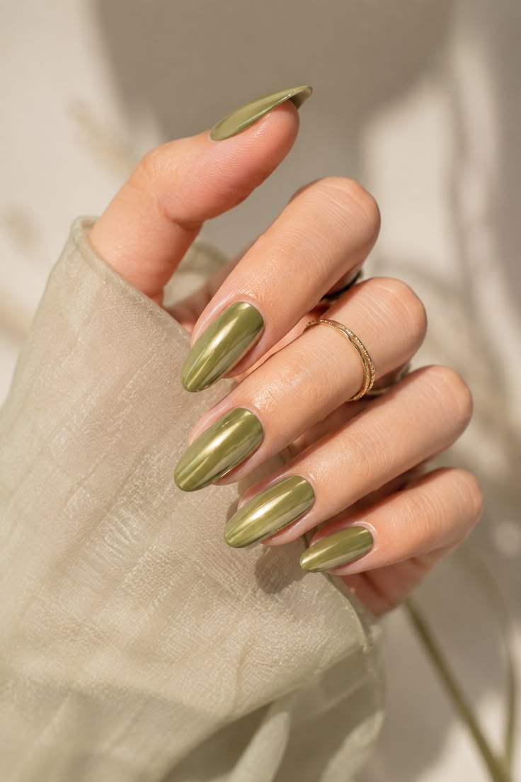 Matcha Chrome Nails