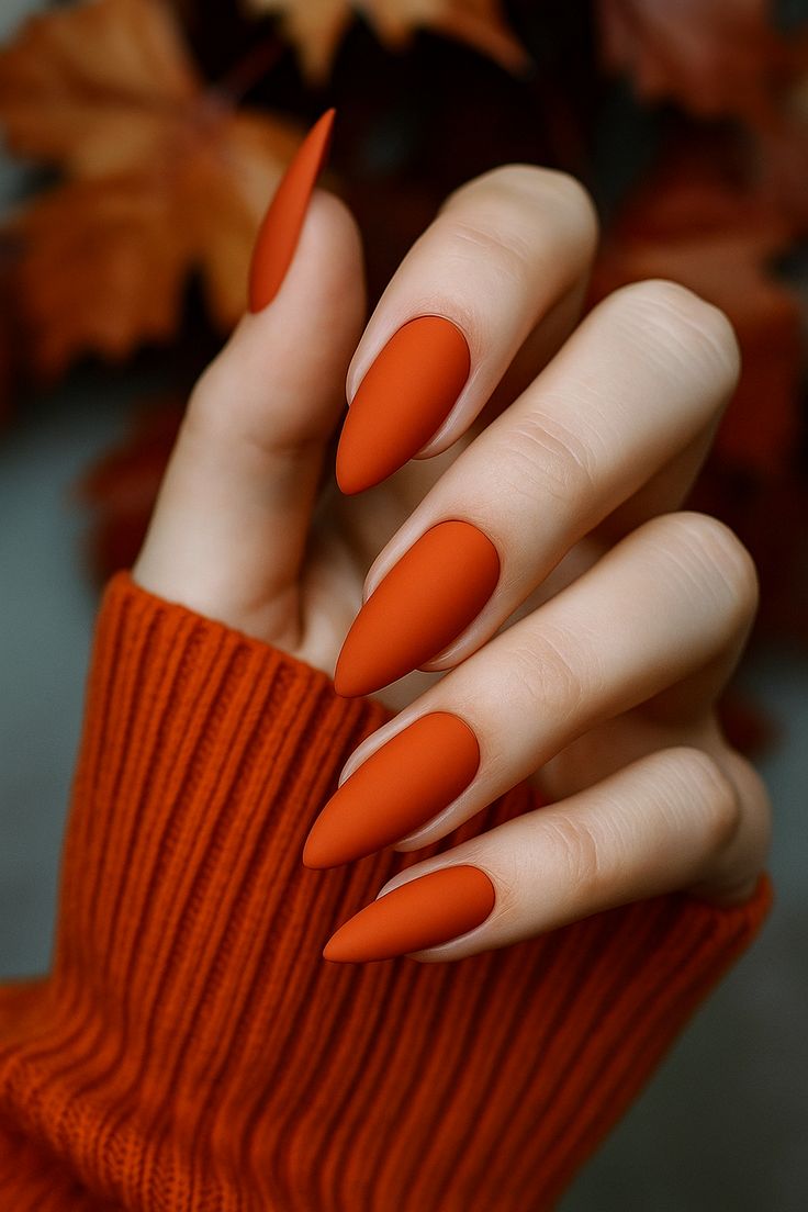 Matte Burnt Orange Fall Nails