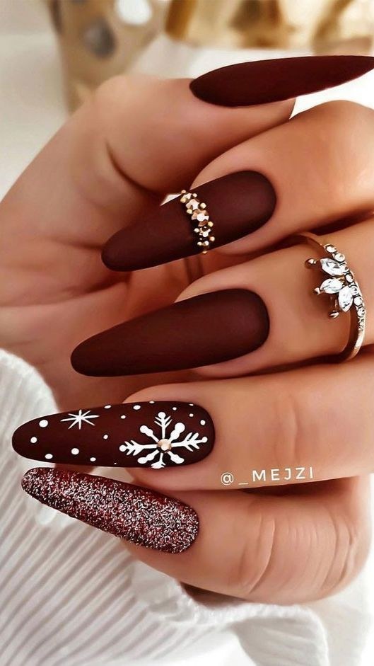 Matte Classy Dark Red Nails