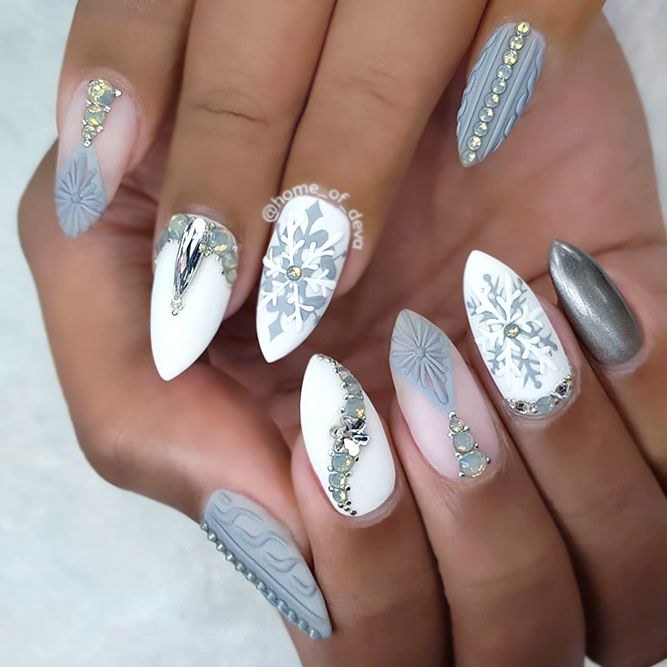 Matte Mixed Silver Nails