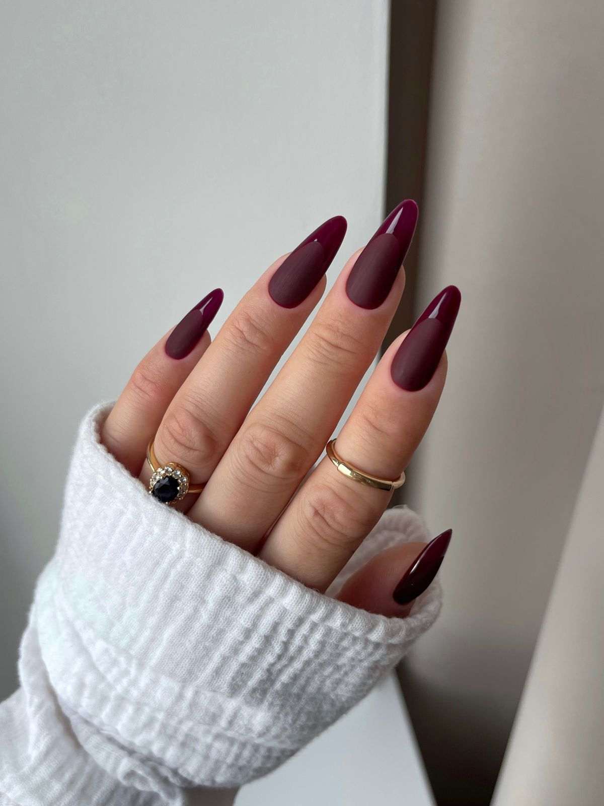 Matte Ombre Burgundy Nails