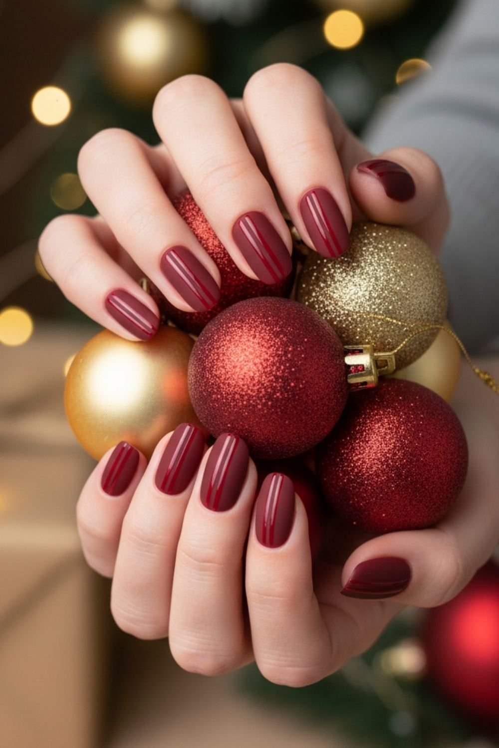 Matte Red Glossy Line Easy Nails