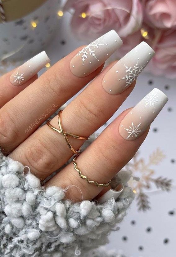 Matte Silver Nude Transition Nails
