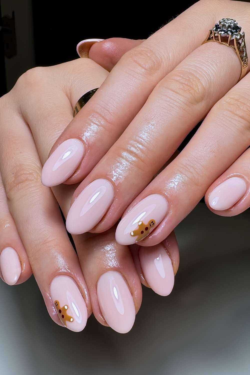 Milky Minimalist Gingerbread Cookie Nails
