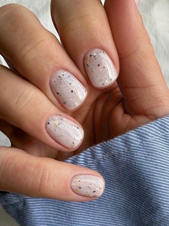 Medium almond shaped soft custard milky white nails for an anniversary dinner.
