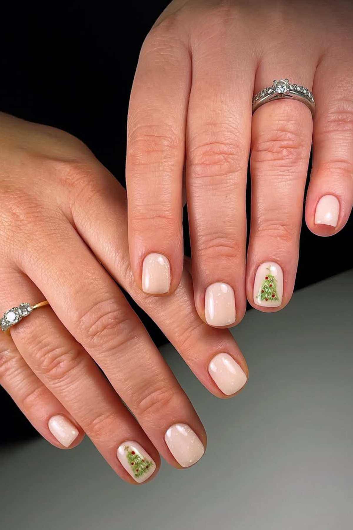 Milky White Tiny Tree Nails