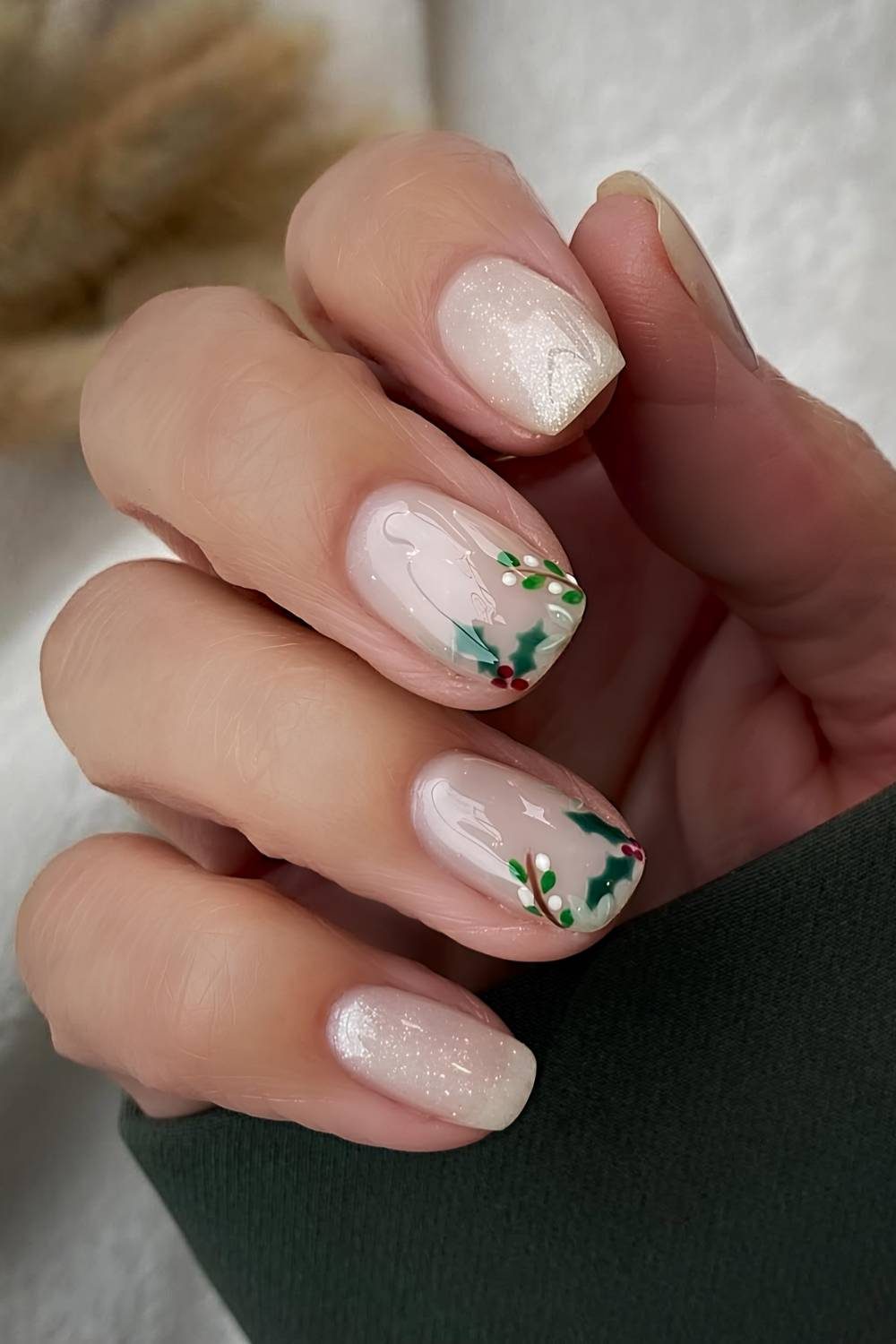 Mistletoe Milky White Short Nails