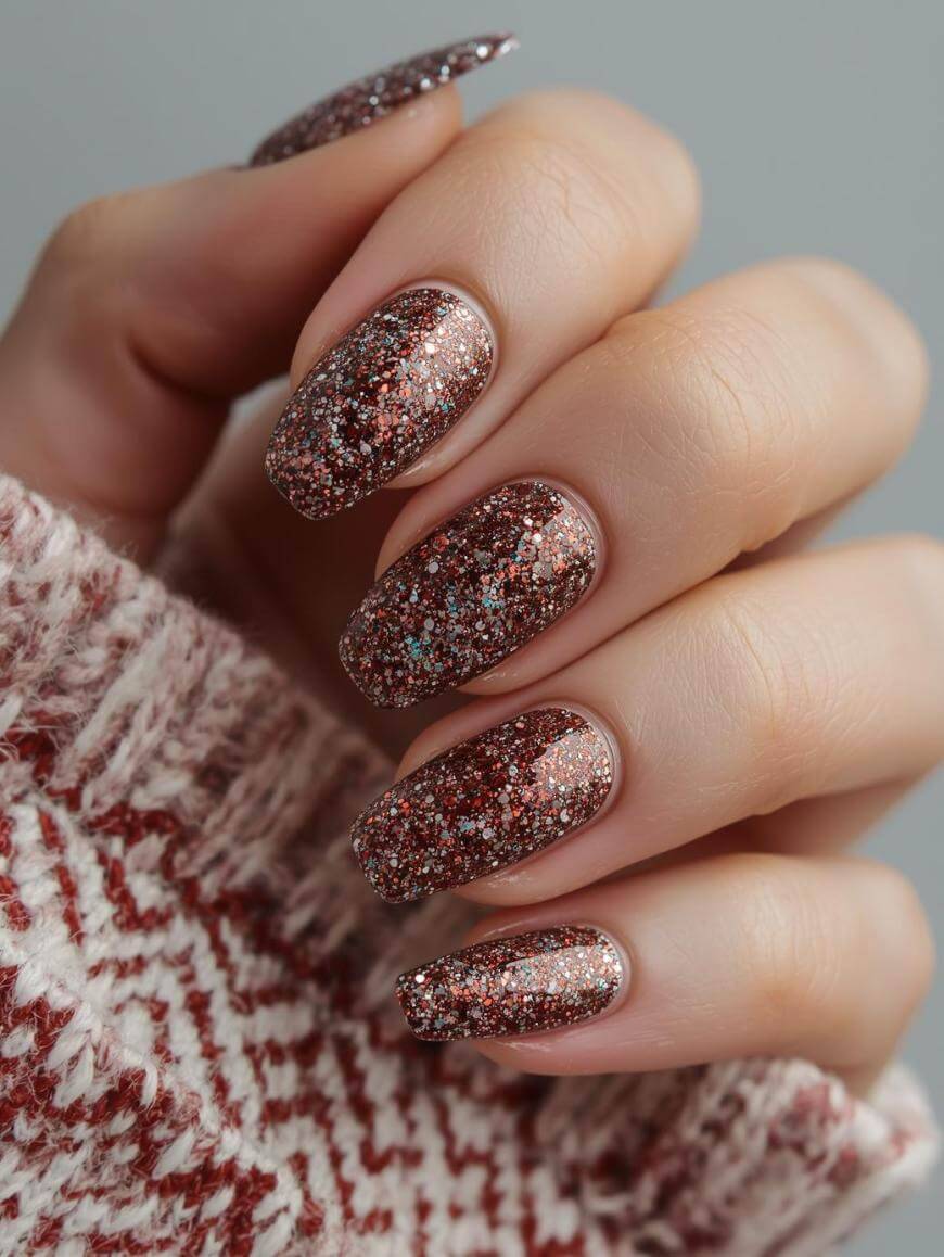 Multi Color Glitter Nails