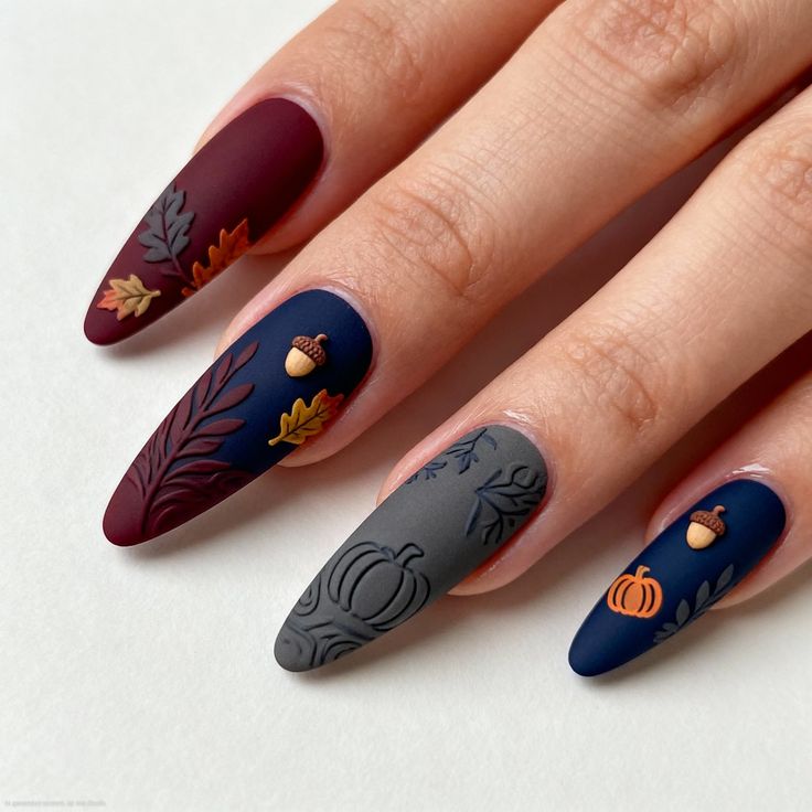 Navy Fall Nails