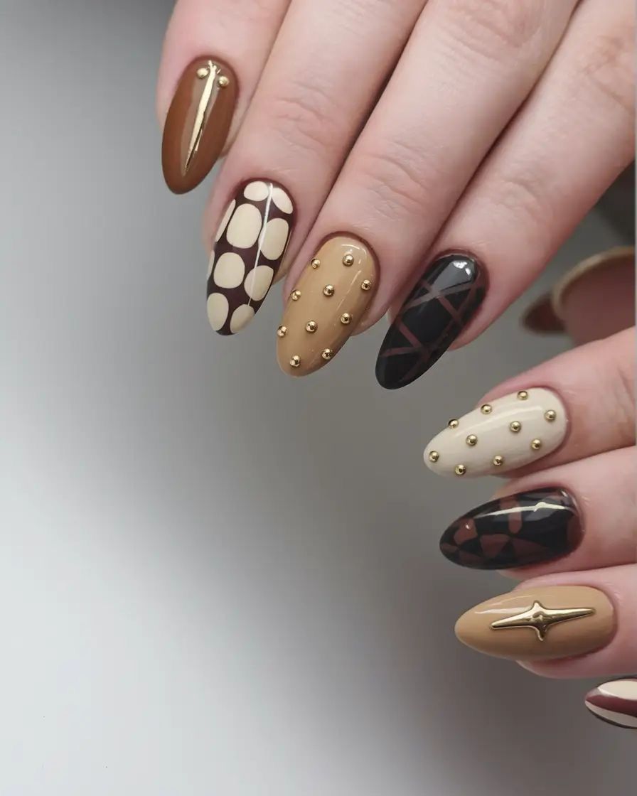 Neutral Plaid Nails