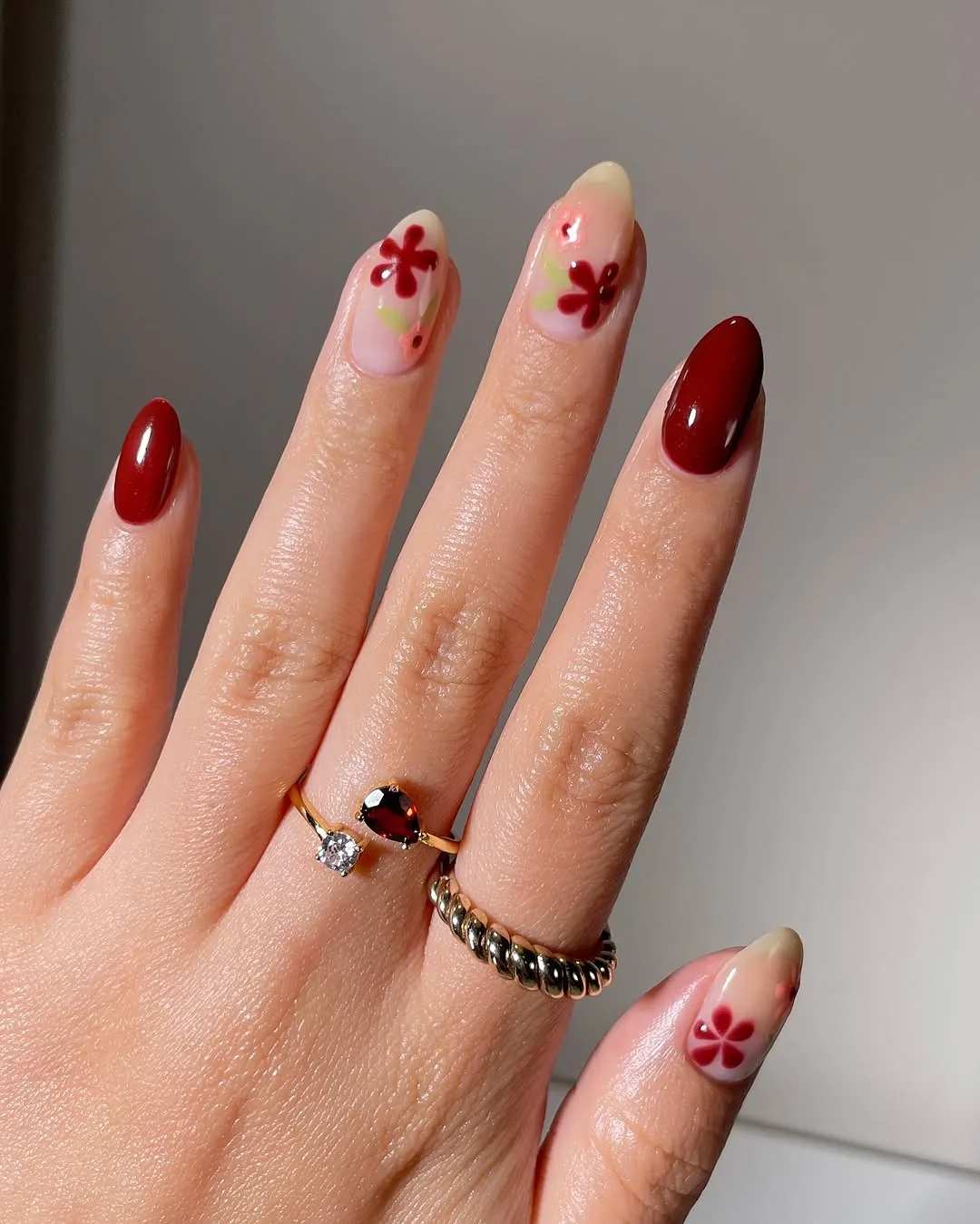 November Nails Crimson Red Flowers