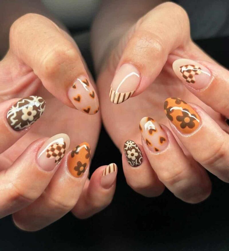 November Nails Retro Autumn Patterns