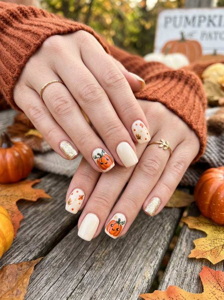November Nails Smiling Pumpkin Glitter