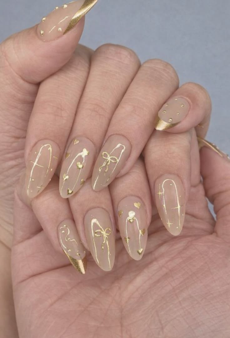 Nude Gold Nails