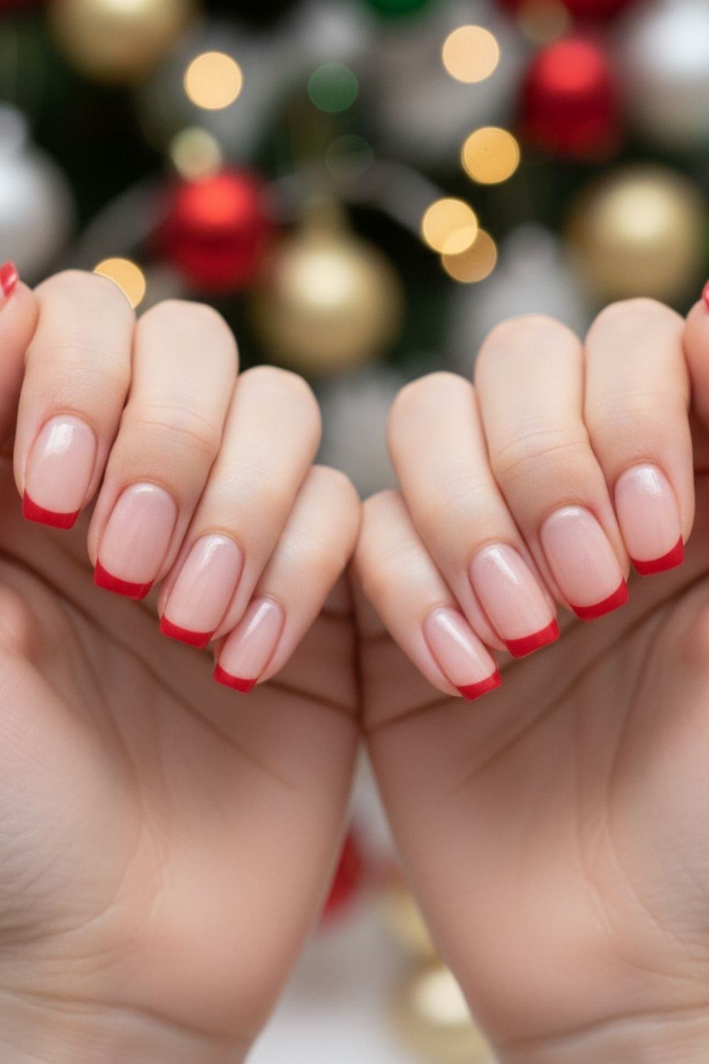 Nude Red French Easy Nails