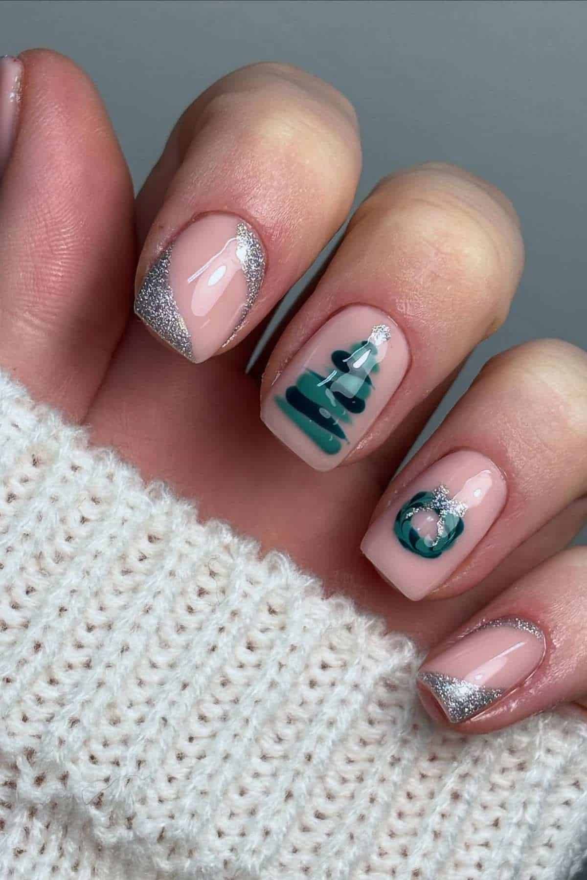 Nude Silver French Tree Nails