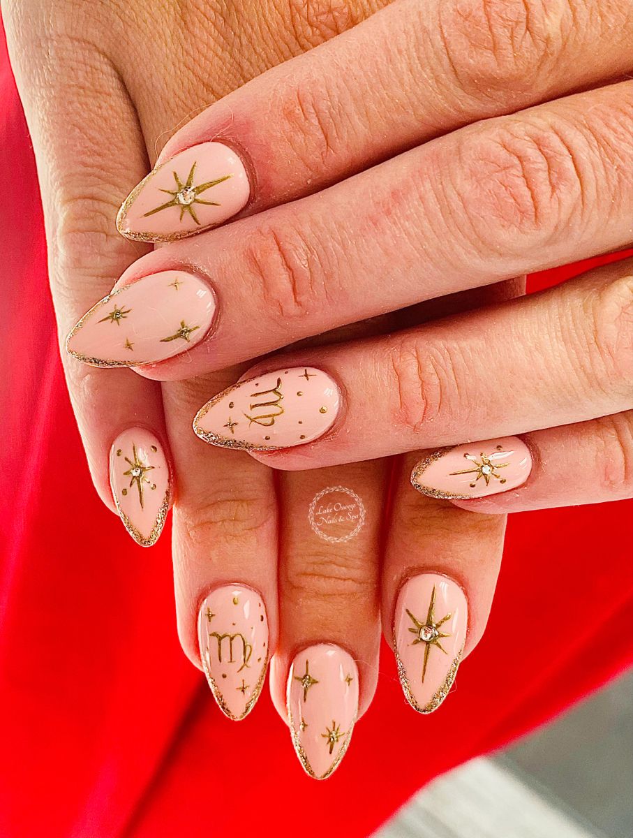 Nude Zodiac Virgo Nails