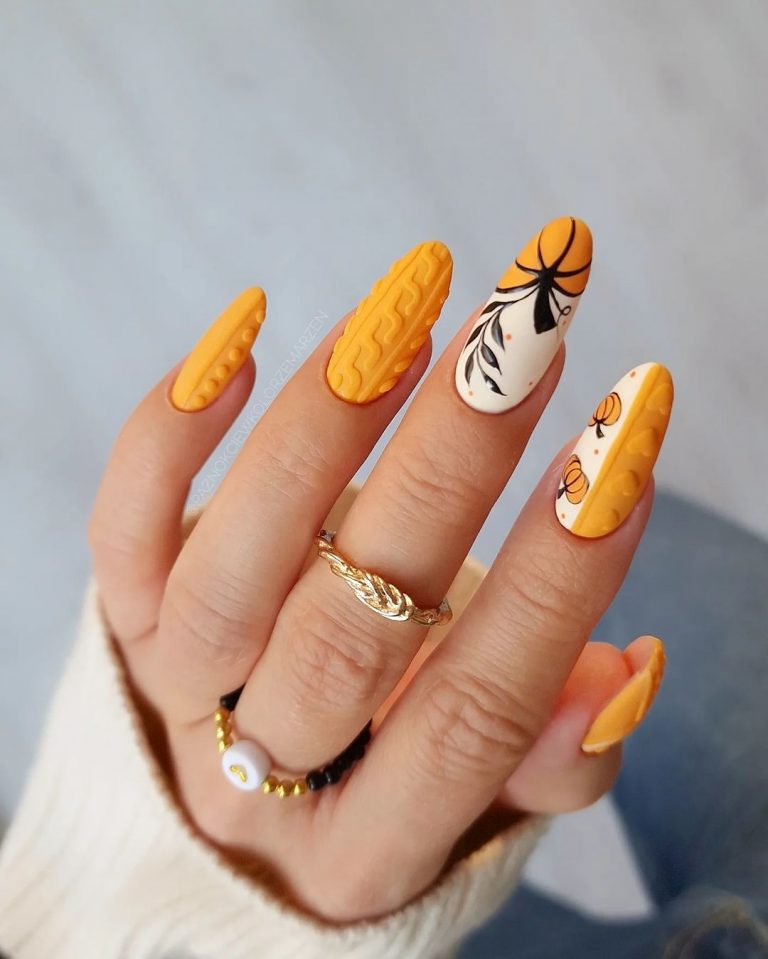Orange Fall Pumpkin Nails