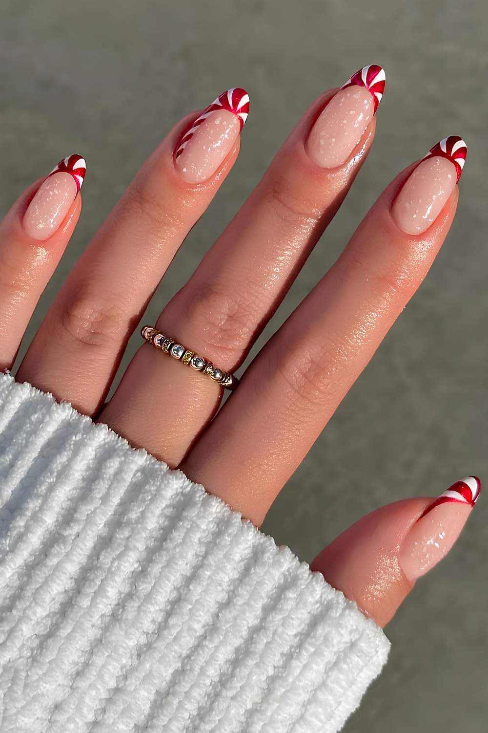 Peppermint Swirl French Tip Nails