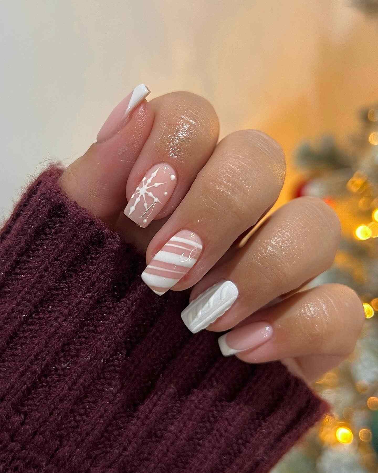 Pink Candy Cane Stripe Simple Nails
